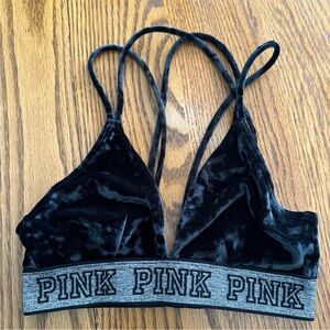 Victoria's Secret Black Velvet Bra with Plunging Neckline